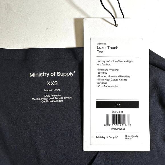 NWT Ministry of Supply Women's Luxe Touch Tee Black Size XXS - Picture 6 of 7